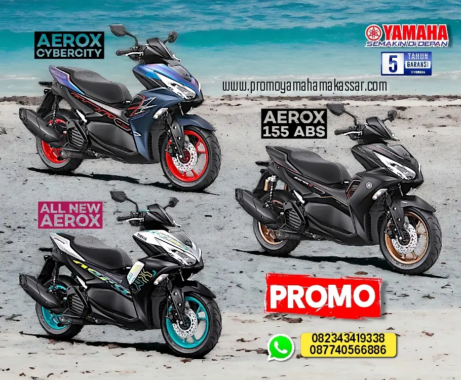Harga dan angsuran all new aerox 155 makassar 2025, brosur harga motor aerox cybercity makassar, harga terbaru aerox abs makassar
