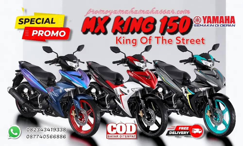 Harga motor Mx king 150cc warna baru, brosur yamaha mx king terbaru makassar 2026, harga dan angsuran motor yamaha mx king 150 warna baru makassar