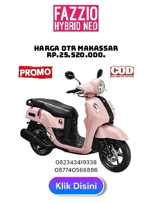 Harga fazzio hybrid Neo makassar 2025, brosur harga motor yamaha fazzio hybrid neo makassar 2025, harga dan angsuran fazzio pink 2025, brosur harga motor fazzio pink makassar 2025