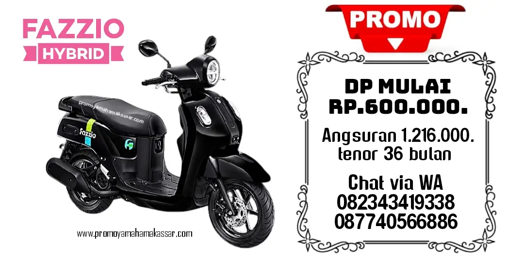 Promo kredit motor fazzio hybrid 2025 makassar, promo yamaha fazzio hybrid makassar 2025, promo cicilan motor fazzio hybrid 2025, brosur promo fazzio hybrid 2025 makassar