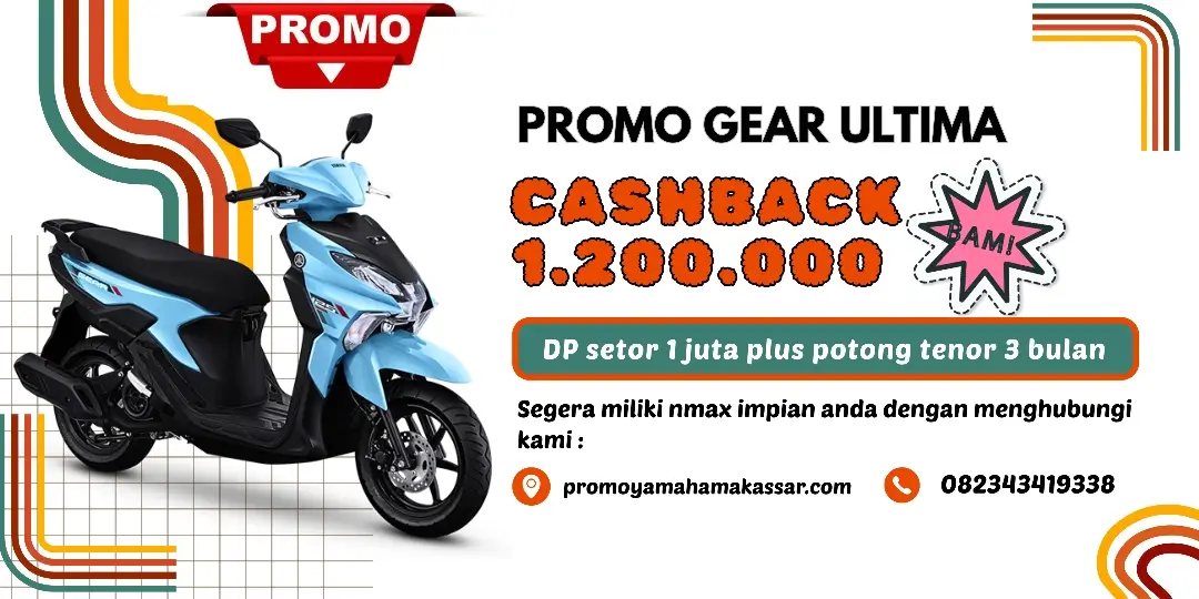 Promo motor yamaha gear ultima hybrid makassar 2025, promo yamaha gear makassar 2025, brosur angsuran motor gear ultima makassar 2025