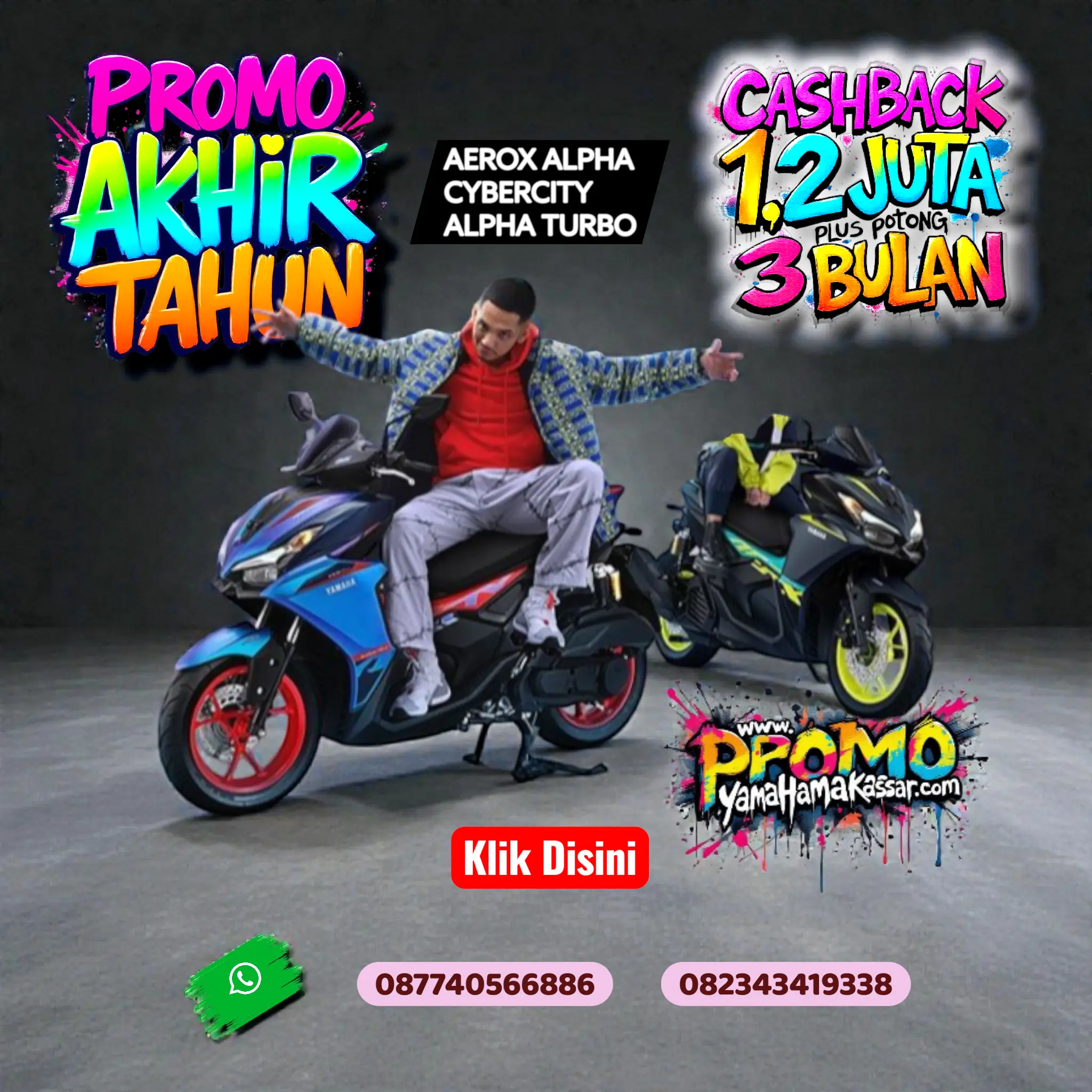 Promo aerox alpha, promo motor yamaha aerox alpha 2025, promo motor yamaha aerox alpha cybercity makassar 2025, promo motor yamaha aerox alpha turbo 2025