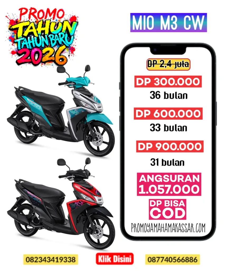 Promo mio m3 2026, promo motor mio m3 makassar 2026, promo motor yamaha mio m3 makassar 2026, promo tahun baru mio m3 makassar 2026, brosur motor yamaha mio m3 makassar 2026, harga motor yamaha mio m3 makassar 2026.
