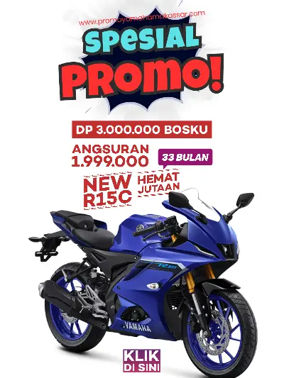 Promo R15 makassar 2026, promo motor yamaha r15 makassar 2026, promo motor yamaha r15 connected 2026, brosur harga dan angsuran motor r15 makassar 2026, kredit motor r15 makassar 2026.