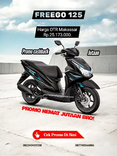 Brosur harga freego 125 makassar 2026, brosur yamaha freego 125 makassar 2026, harga motor freego 125 makassar 2026.