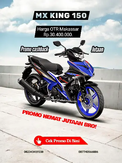 Brosur harga mx king 150, brosur motor yamaha mx king 150 makassar 2026, harga motor mx king 150 makassar 2026.