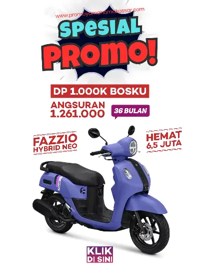 Promo yamaha fazzio hybrid neo, promo yamaha fazzio hybrid neo makassar 2026, promo motor yamaha fazzio ungu makassar 2026, brosur kredit motor fazzio ungu makassar 2026, kredit motor yamaha fazzio ungu makassar 2026.