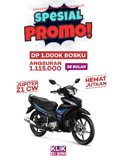 Promo yamaha jupiter z1 2026, promo motor jupiter z1 makassar 2026, cicilan yamaha jupiter z1 cw makassar 2026, kredit motor jupiter z1 makassar 2026.