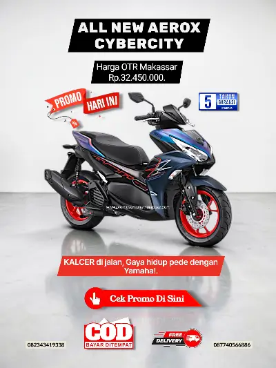 Brosur aerox cybercity makassar 2026, harga motor aerox cybercity makassar 2026, penjualan resmi motor aerox makassar 2026, dealer motor aerox makassar 2026.