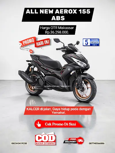 Brosur harga aerox abs makassar 2026, brousr yamaha aerox abs makassar 2026, harga motor aerox abs makassar 2026.