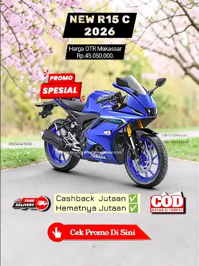 Brosur yamaha r15 2026, brosur harga r15 connected makassar 2026, harga motor yamaha r15 makassar 2026, brosur yamaha r15 c makassar 2026.