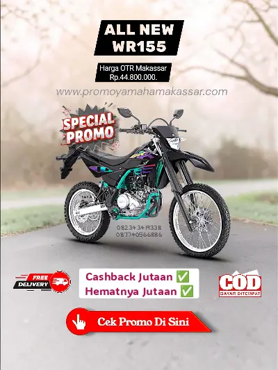 Brosur yamaha Wr155 2026, brosur harga wr155 2026, brosur harga motor wr 155 2026, brosur harga motor yamaha wr155 makassar 2026, promo motor yamaha wr155 makassar 2026.