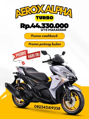 Brosur harga aerox alpha turbo makassar 2026, brosur yamaha aerox alpha turbo 2026, harga motor yamaha aerox alpha turbo 2026, jual motor yamaha aerox alpha turbo makassar 2026.