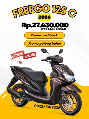 Brosur harga freego connected makassar 2026, brosur yamaha freego connected makassar 206, harga motor freego 125 c makassar 2026.