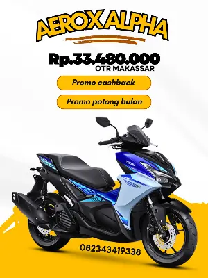 Brosur yamaha aerox alpha makassar 2026, brosur motor Yamaha Aerox alpha 2026, harga yamaha aerox alpha makassar 2026, dealer penjualan motor Aerox alpha makassar.