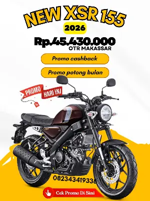 Harga yamaha xsr155 2026, promo yamaha xsr155 2026, Brosur harga xsr155 makassar 2026, brosur yamaha xsr155 makassar 2026, harga motor xsr155 makassar 2026.