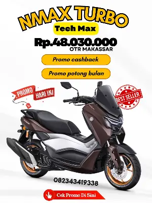 Harga nmax turbo tech max 2026, brosur motor nmax turbo tech max makassar 2026.