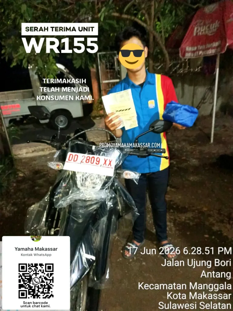 serah terima motor yamaha wr155 makassar, konsumen motor yamaha wr155 makassar, bukti teriam motor wr155 makassar, motor yamaha wr155 makassar.