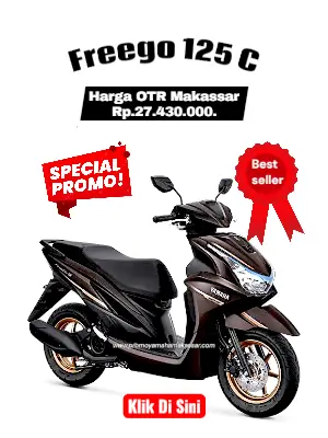 Brosur harga freego c, brosur yamaha freego c makassar 2026, harga motor freego connected makassar 2026.
