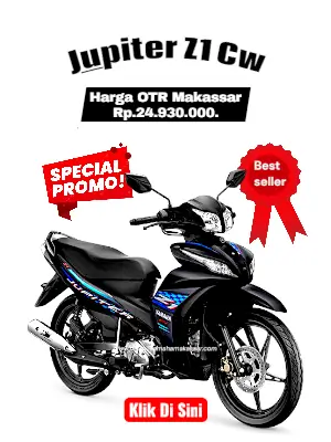 brosur harga jupiter z1, brosur yamaha jupiter z1 makassar 2026, harga motor jupiter z1 makassar 2026, harga dan angsuran motor jupiter makassar 2026.