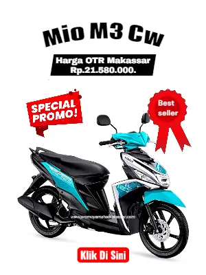 Brosur harga mio m3 2026, brosur yamaha mio m3 makassar 2026, harga motor mio m3 cw makassar 2026, harga dan angsuran mio m3 makassar 2026.