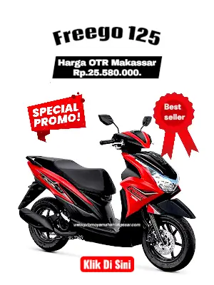 Brosur harga yamaha freego, brosur yamaha freego 125 makassar 2026, harga motor freego 125 makassar 2026.
