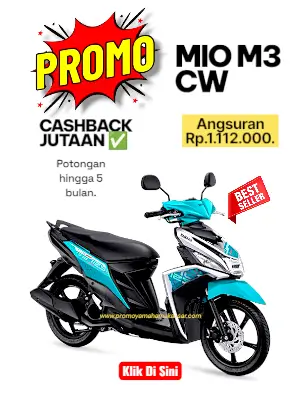 Promo yamaha mio m3 2026, promo motor mio m3 cw makassar 2026, dp murah mio m3 makassar 2026, promo mio m3 cashback jutaan 2026, promo potongan bulan motor mio m3 makassar 2026, kredit motor mio m3 makassar 2026.